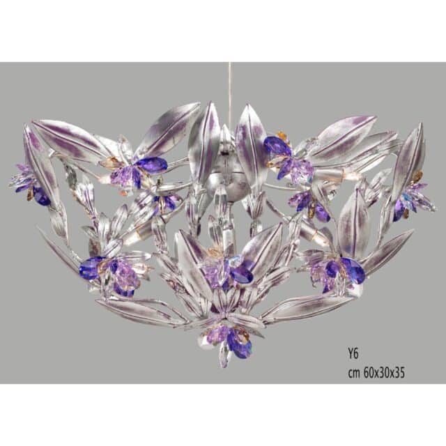 Persoonallinen valaisin violeteilla kristalleilla Sisustusliike Portiikki